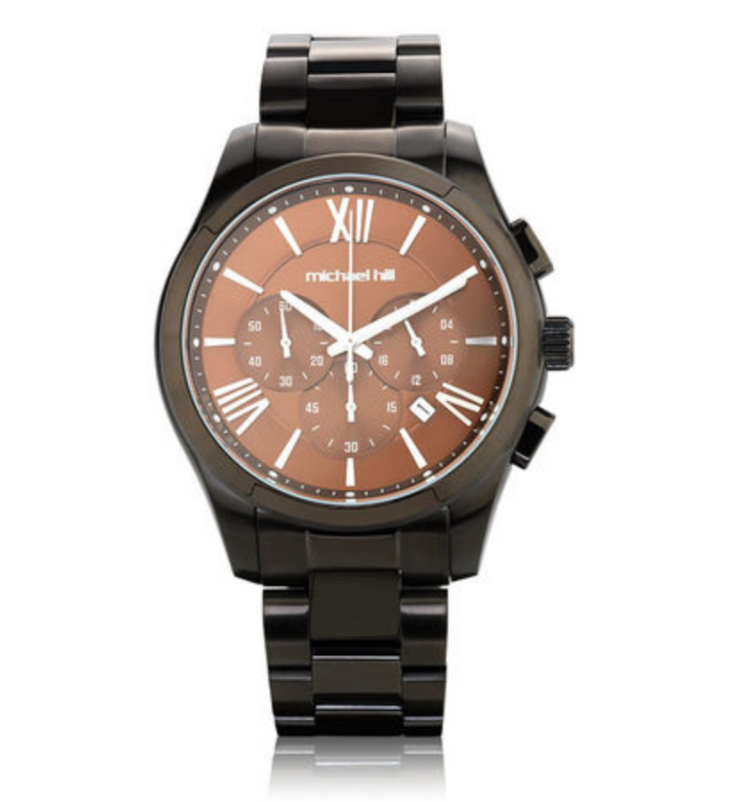 Men’s Chronograph Watch in Grey & Brown Tone Stainless Steel