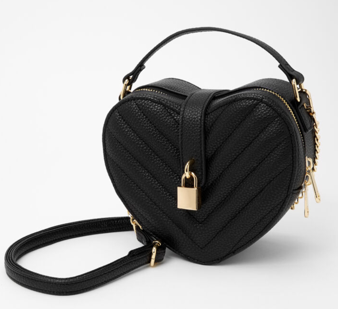 Chevron Quilted Heart Crossbody Bag