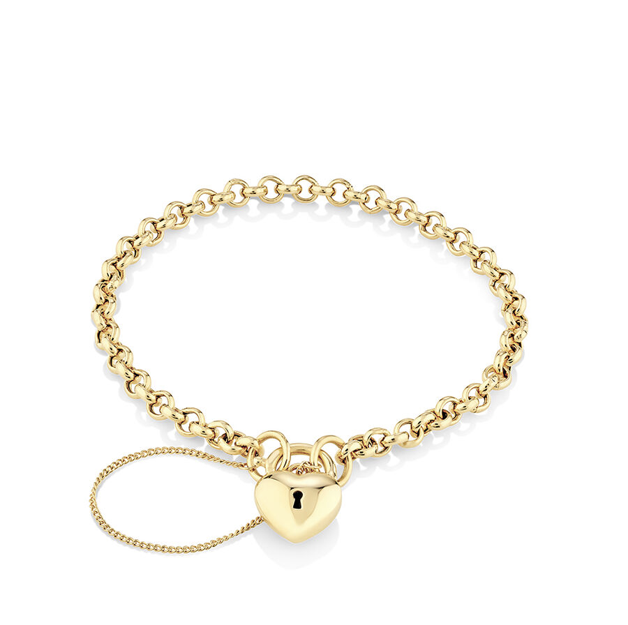 Heartlock Chain Bracelet in 10kt Yellow Gold 19cm