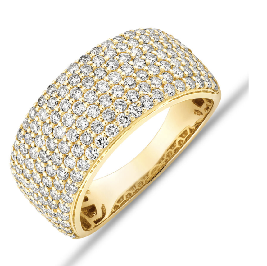Pave Ring with 1.50 Carat TW Diamond in 10kt Yellow Gold